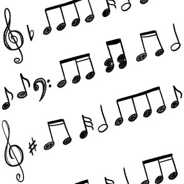 Music notes seamless vector background. Musical notation doodle texture. Stock Illustration