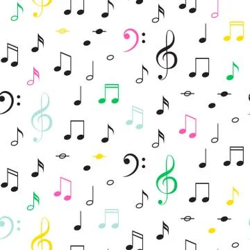 Music notes seamless vector monochrome pattern 스톡 일러스트