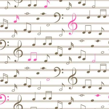 Music notes seamless vector stripe pattern. Illustrazione stock