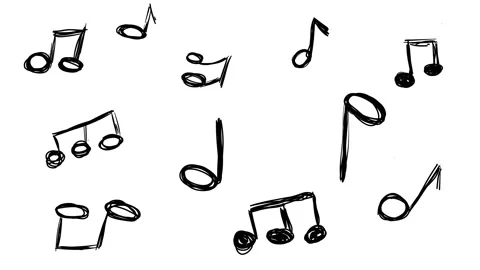 Music Notes Set Hand Drawn Doodle Scribble Animation Sketch Stock Footage 139836755