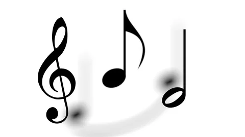 Music notes squish lens blur white Stock Footage 95146507