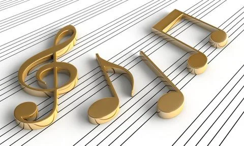 Music notes on staff background Stock Illustration