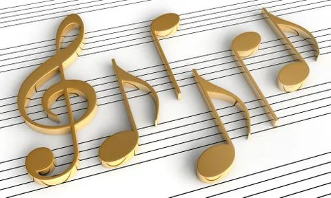Music notes on staff background Stock Illustration