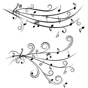 Music notes on staff Stock Illustration