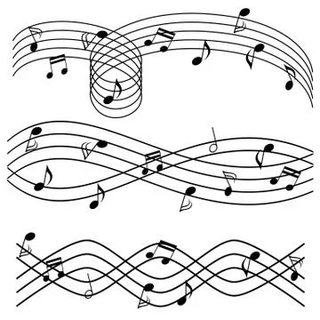 Music notes on stave Stock Illustration