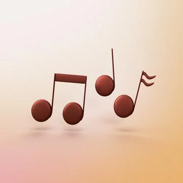 Music notes - stylized 3d CGI icon object Stock Illustration