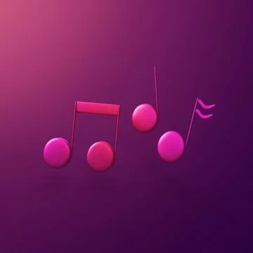 Music notes - stylized 3d CGI icon object, Not gen Ai Stock Illustration