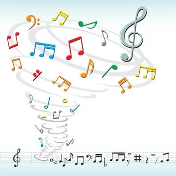 Music notes tornado Illustrazione stock