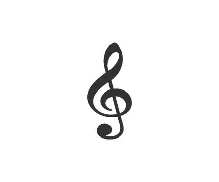 Music notes, treble clef icon. Vector illustration, flat design. Stock Illustration