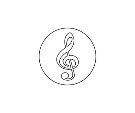 Music notes, treble clef icon. Vector illustration, flat design. Stock Illustration