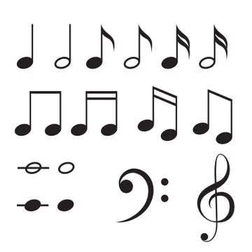 Music notes vector icon set Stock Illustration