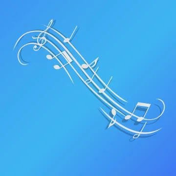 Music notes vector illustration background design blue paper isolated blue cl Illustration