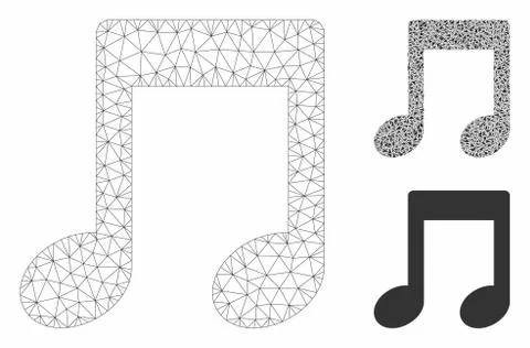 Music Notes Vector Mesh Network Model and Triangle Mosaic Icon Stock Illustration