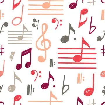 Music Notes Vector Seamless Pattern Illustrazione stock