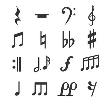 Music notes vector symbols set Illustrazione stock
