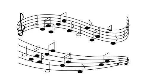 Music notes wave. Music composition and production. Melodies and songs. Pattern Illustrazione stock