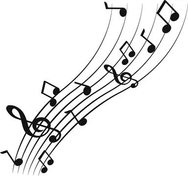 Music notes, wave upside, Curve musical signs, sound wave line symbol, acou.. Illustrazione stock