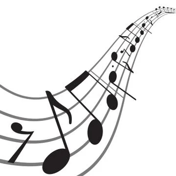 Music notes on wavy staff. Stock Illustration