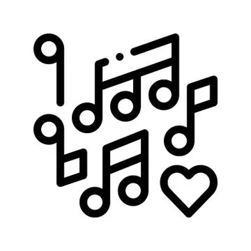 Music Notes Wedding Dance Thin Line Vector Icon Stock Illustration