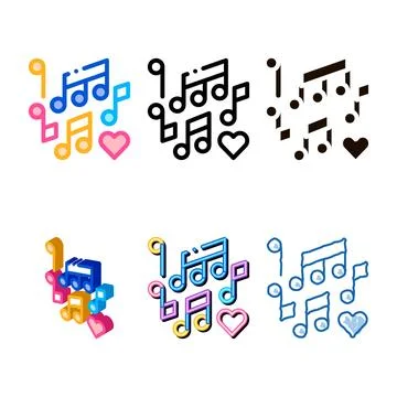 Music notes wedding dance thin line vector icon mix イラスト素材