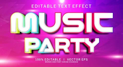 Music party 3d vector text effect with modern style design Stock Illustration