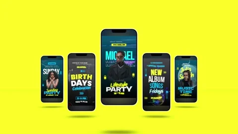 Music Party Reels After Effects stock