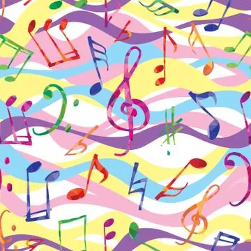 Music pattern. Music notes and signs seamless background 库存插图