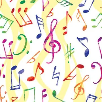 Music pattern. Music notes and signs seamless background 스톡 일러스트