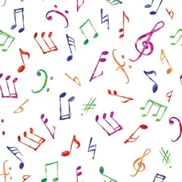 Music pattern. Music notes and signs seamless background Stock Illustration