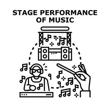Music performance event concept with dj and conductor Stock Illustration