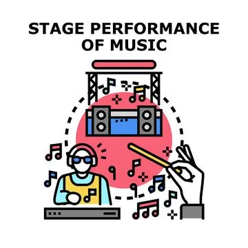 Music performance event concept with dj and conductor Stock Illustration