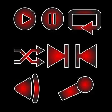 Music player button pack media control Illustrazione stock