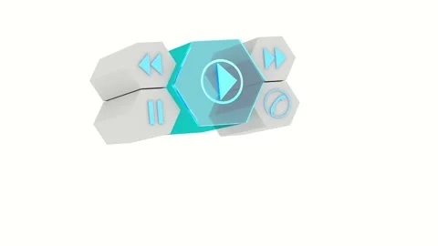 The Music player buttons 3D rendering. Music player buttons. Play buttons. Stock Footage 166373569