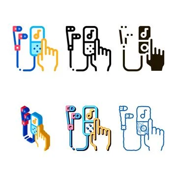 Music player icon designs vector outline 库存插图