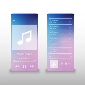 Music player interface application, vector illustration Stock Illustration