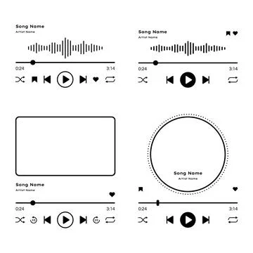 	Music player interface audio control buttons, loading bar and favorite playlist Stock Illustration