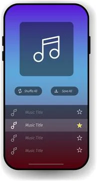 Music Player Interface Design With Playlist and Gradient Background for Mob.. Stock Illustration