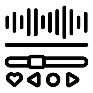 Music player interface displaying audio waveform with control buttons Stock Illustration