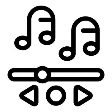 Music player interface displaying audio playing with notes and progress bar Illustrazione stock