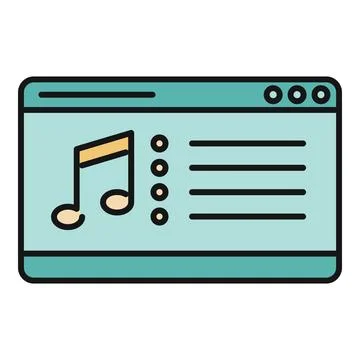 Music player interface displaying song list and note Stock Illustration