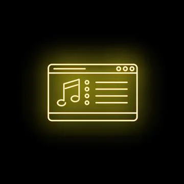 Music player interface with glowing neon note icon Stock Illustration