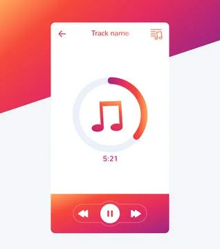 Music player interface, mobile app design Stock Illustration