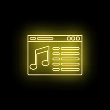 Music player interface neon glow icon design Illustrazione stock
