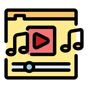 Music player interface showing play button and musical notes Stock Illustration