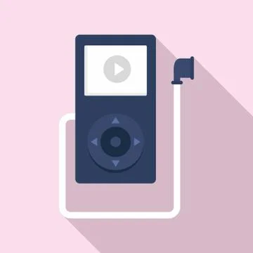 Music player learning icon, flat style Illustrazione stock