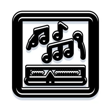 Music player listening to audio notes icon Illustrazione stock