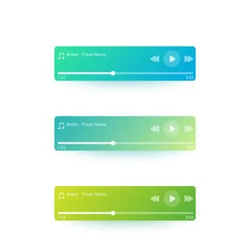 Music player ui, vector interface design Illustrazione stock