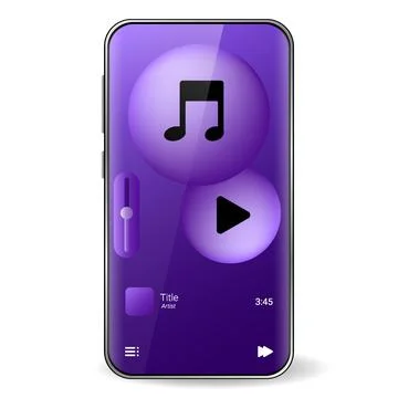 Music player user interface realistic smartphone Stock Illustration