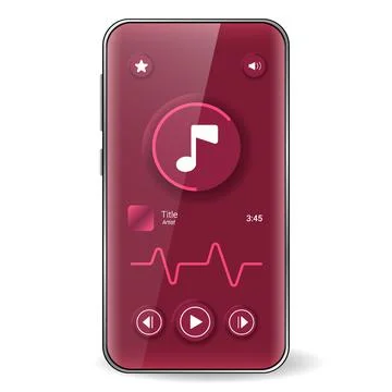 Music player user interface realistic smartphone Illustrazione stock