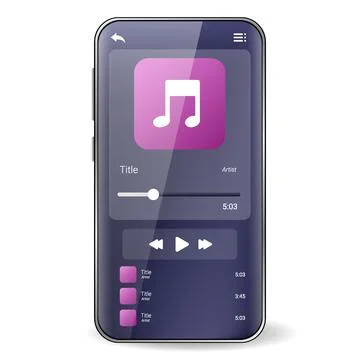 Music player user interface realistic smartphone Illustrazione stock